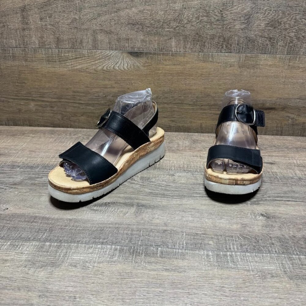 Sam Hubbard Portola Black Leather Two Strap Sandal Women' Size 8